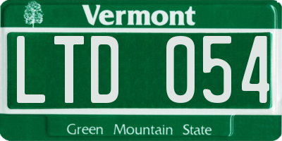 VT license plate LTD054