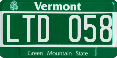 VT license plate LTD058