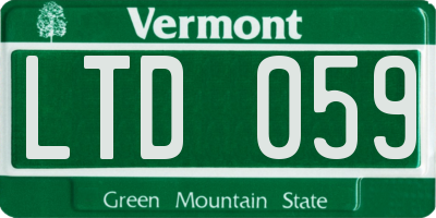VT license plate LTD059