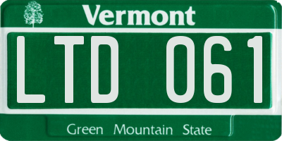 VT license plate LTD061