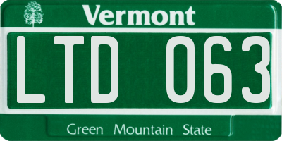 VT license plate LTD063