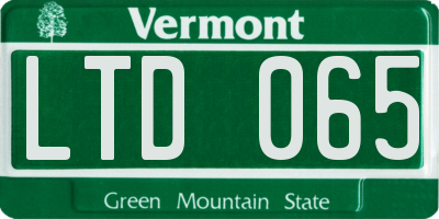 VT license plate LTD065