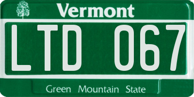 VT license plate LTD067