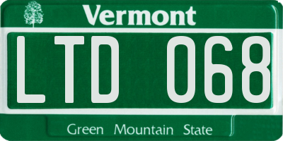 VT license plate LTD068