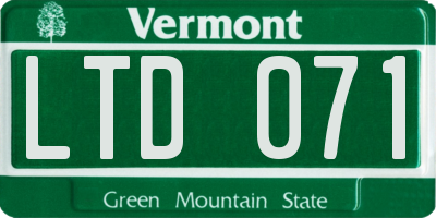 VT license plate LTD071