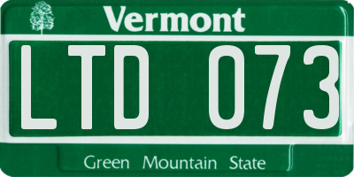 VT license plate LTD073