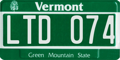 VT license plate LTD074