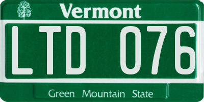 VT license plate LTD076