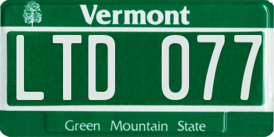 VT license plate LTD077