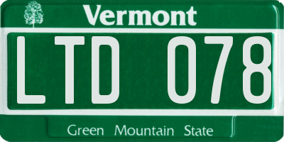VT license plate LTD078