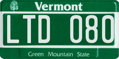VT license plate LTD080