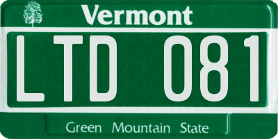 VT license plate LTD081