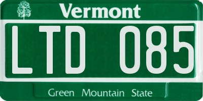 VT license plate LTD085
