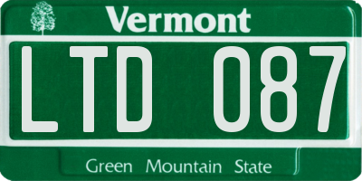 VT license plate LTD087