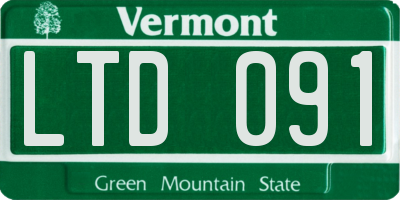 VT license plate LTD091