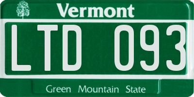 VT license plate LTD093