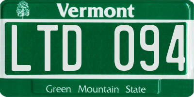 VT license plate LTD094