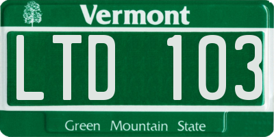 VT license plate LTD103