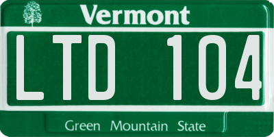 VT license plate LTD104