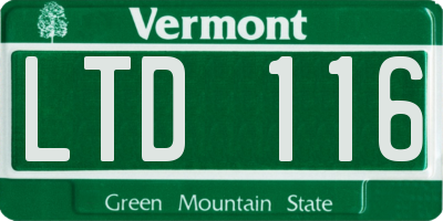 VT license plate LTD116