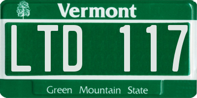 VT license plate LTD117