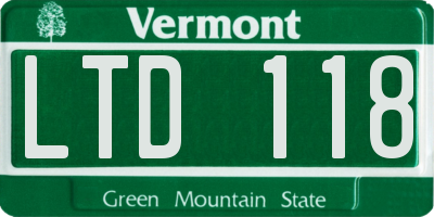 VT license plate LTD118