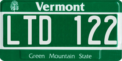 VT license plate LTD122
