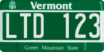 VT license plate LTD123