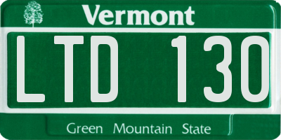 VT license plate LTD130