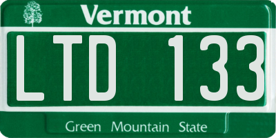 VT license plate LTD133