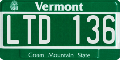 VT license plate LTD136