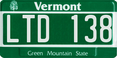VT license plate LTD138