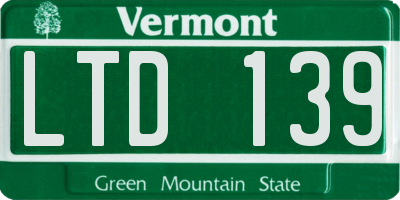 VT license plate LTD139