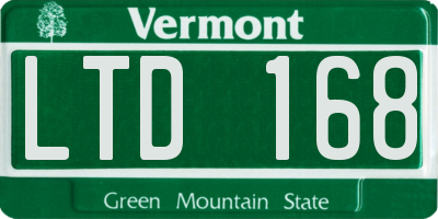 VT license plate LTD168