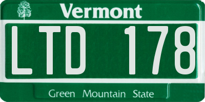 VT license plate LTD178