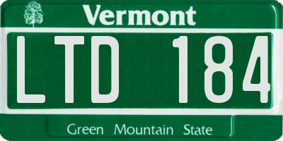 VT license plate LTD184