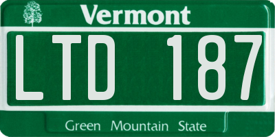 VT license plate LTD187