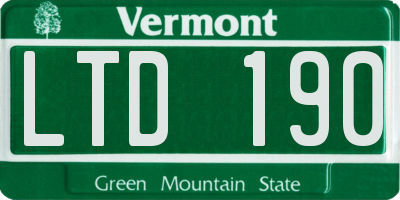 VT license plate LTD190