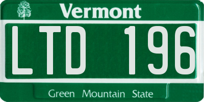 VT license plate LTD196