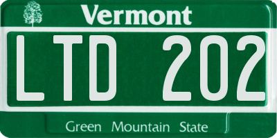 VT license plate LTD202