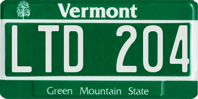 VT license plate LTD204