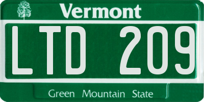 VT license plate LTD209