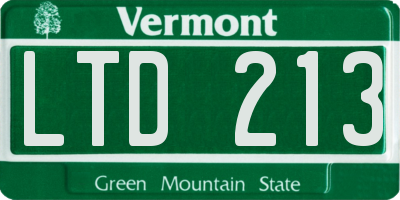 VT license plate LTD213