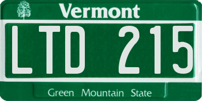VT license plate LTD215