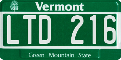VT license plate LTD216