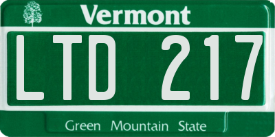 VT license plate LTD217