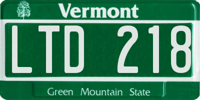 VT license plate LTD218