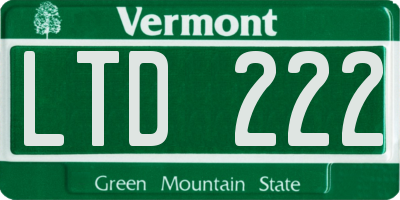 VT license plate LTD222