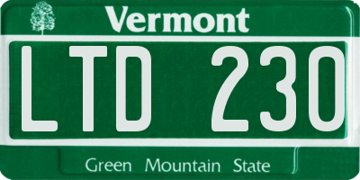 VT license plate LTD230