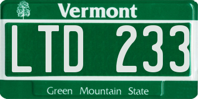VT license plate LTD233